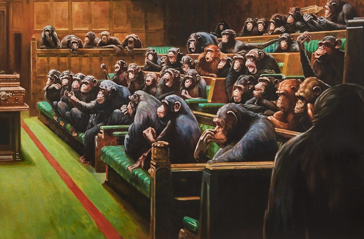 Artwork by Mason Storm,  Monkey Parliament