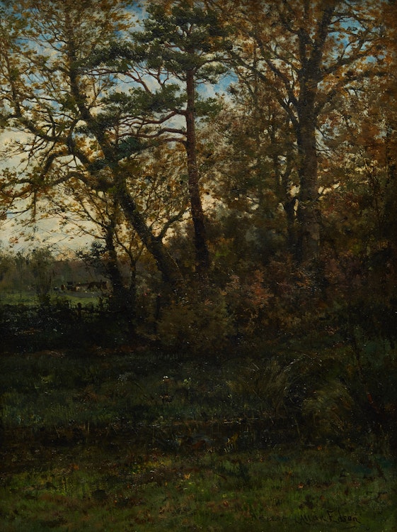 Artwork by Aaron Allan Edson,  Forest Scene with Farmhouse