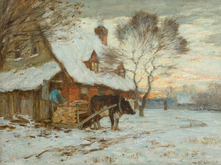 Artwork by Horatio Walker,  A Load of Wood, Winter