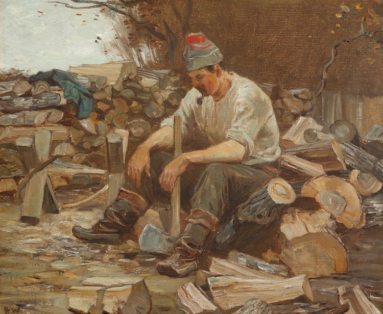 Artwork by Horatio Walker,  The Woodcutter (Le bûcheron), circa 1915