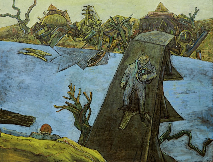 Artwork by Ivan Kenneth Eyre, Man on the Bridge