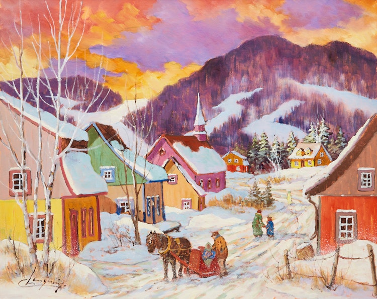 Artwork by Claude Langevin,  Un Tour de Traineau? 