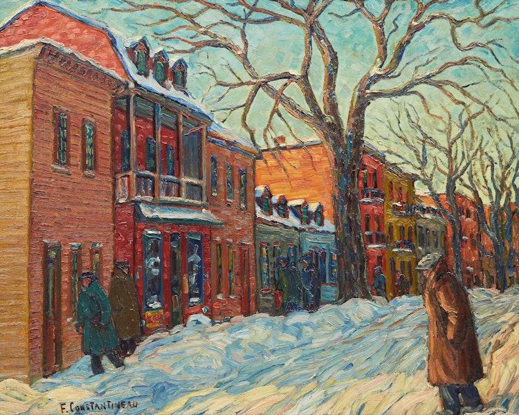 Artwork by Fleurimond Constantineau, Rue Wolfe, Montréal P.Q., près Dorchester