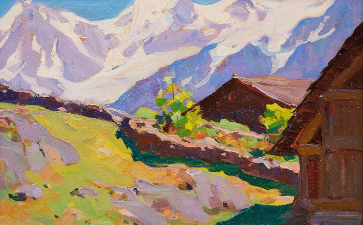 Artwork by Clarence Alphonse Gagnon, Dans les Alpes