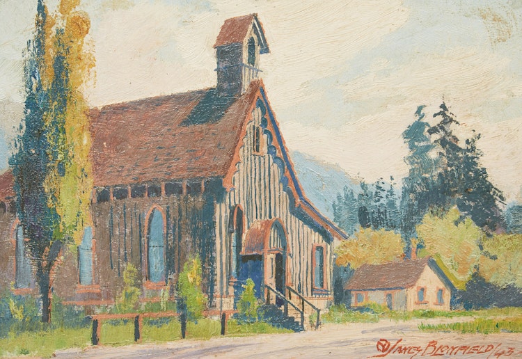 Artwork by James Blomfield,  Country Church (SE Saviour’s Barkerville BC)