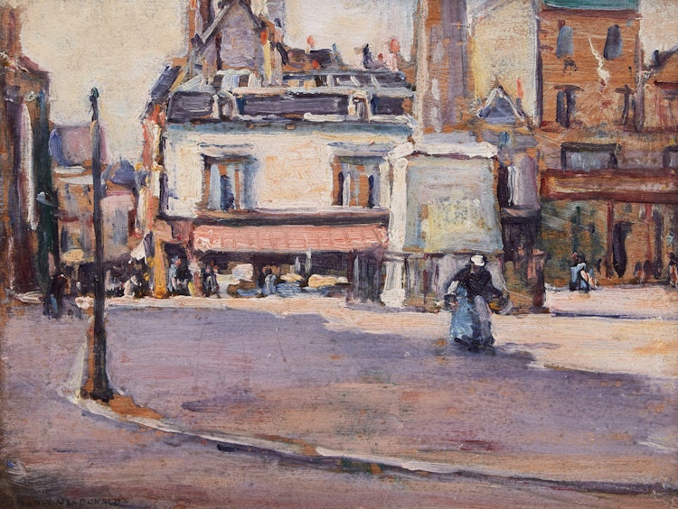 Artwork by Manly Edward MacDonald,  Sunday Morning, French Village 