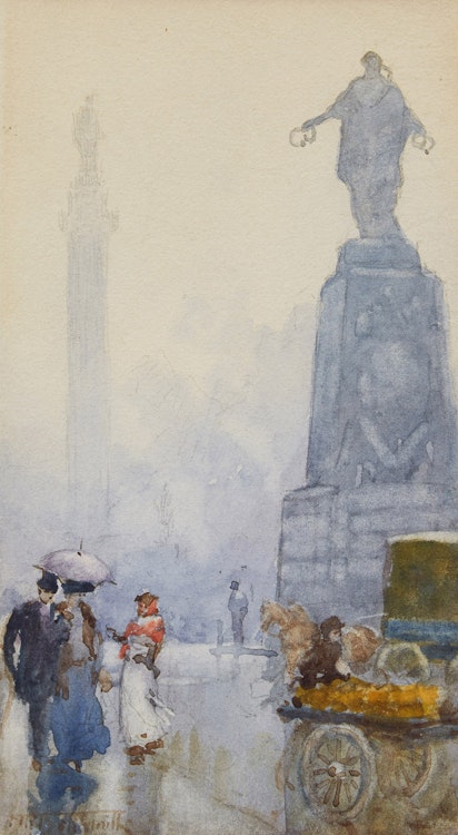 Artwork by Frederic Marlett Bell-Smith,  Waterloo Place, Guard’s Monument, London