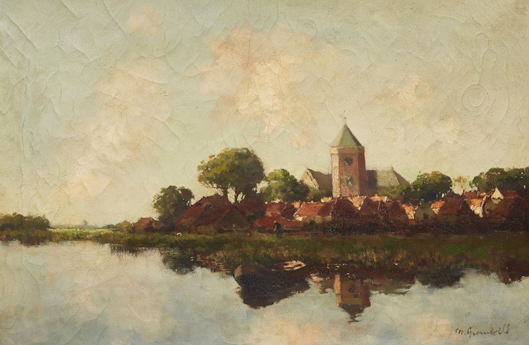 Artwork by Cornelius Groeneveld, View across the River
