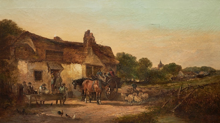 Artwork by E.P. Matheson,  A Roadside Farm, North Devon