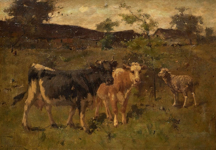 Artwork by  19th/20th Century British School,  Farmyard