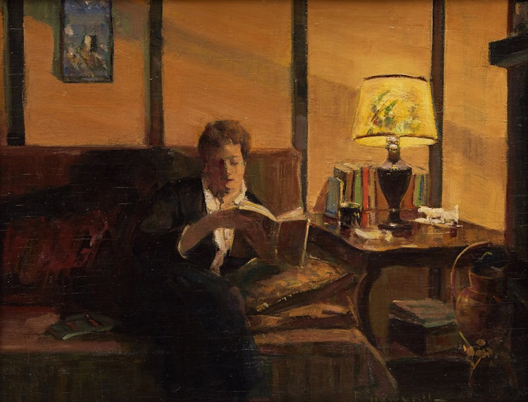 Artwork by Peleg Franklin Brownell, Woman Reading