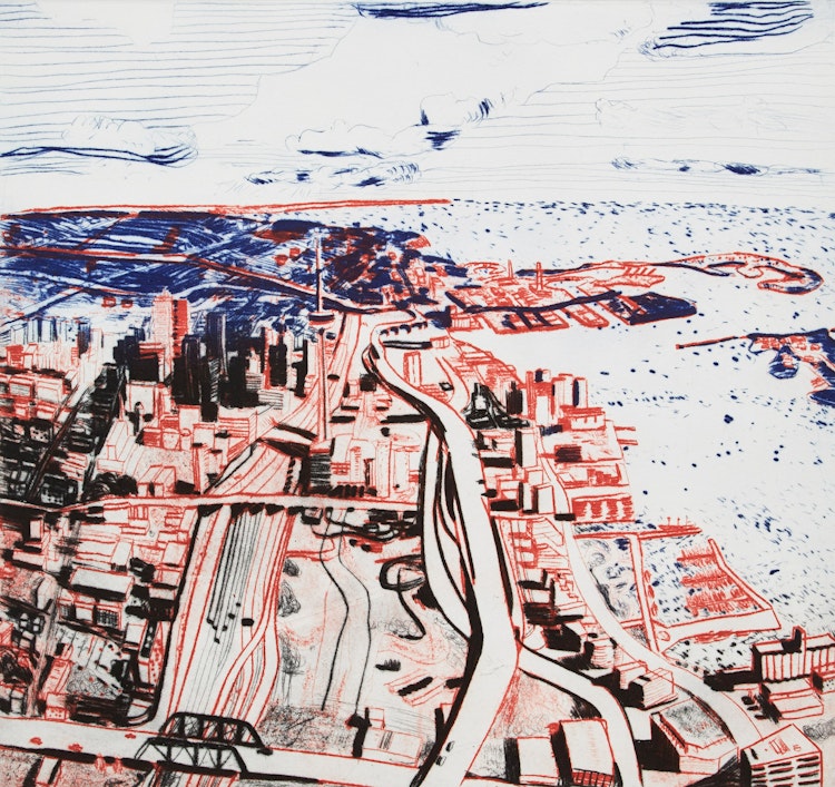 Artwork by John Hartman, Toronto; Chicago; New York from Above the Williamsburg Bridge; St. Paul’s and the Thames