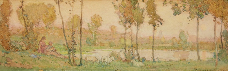 Artwork by Frederick Sproston Challener,  Serenade in a Landscape