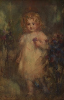 Artwork by Laura Adeline Lyall Muntz, A Child in a Garden