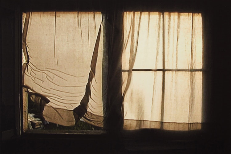 Artwork by Michael James Aleck Snow, Solar Breath (Northern Caryatids), still from video installation