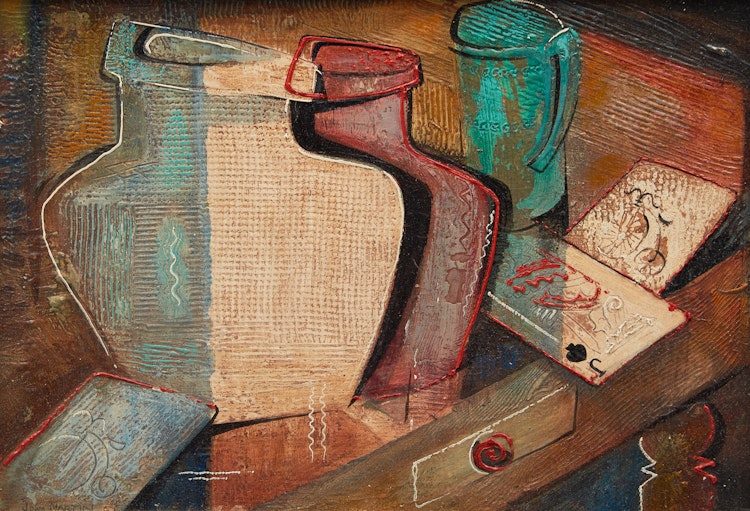 Artwork by John (Jack) Martin, Jugs and Cards
