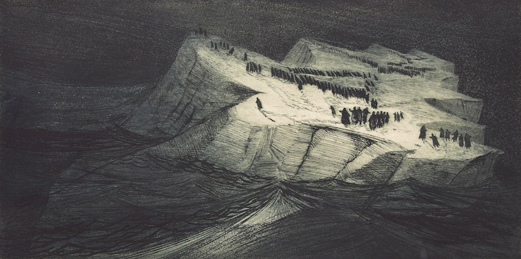Artwork by David Lloyd Blackwood, Great Lost Party Adrift