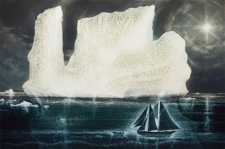 Artwork by David Lloyd Blackwood, Down on the Labrador: Towing the Nickerson