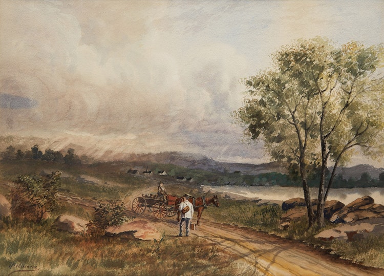 Artwork by Thomas Harrison Wilkinson,  Man with Cart and Horses