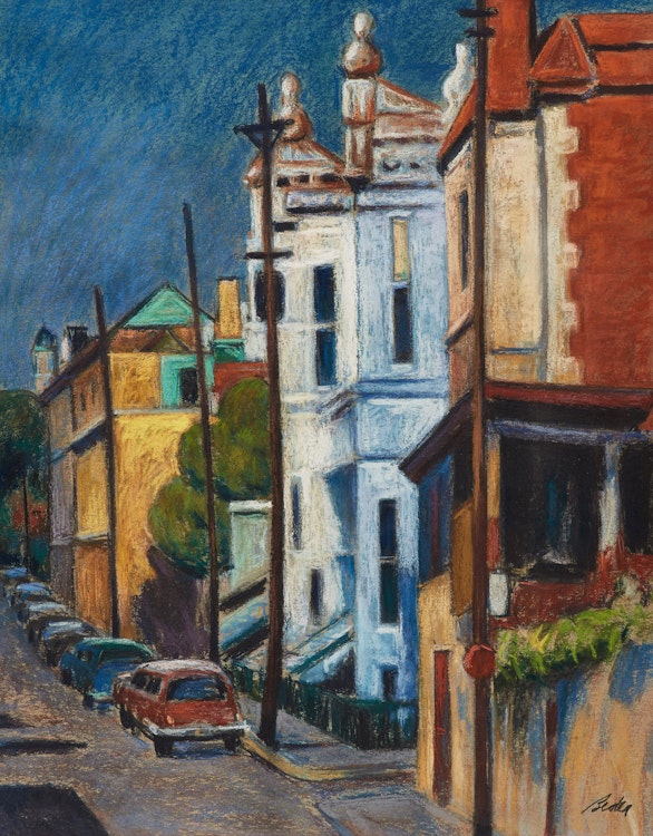 Artwork by Jack Beder,  City Street (Henri Julien)