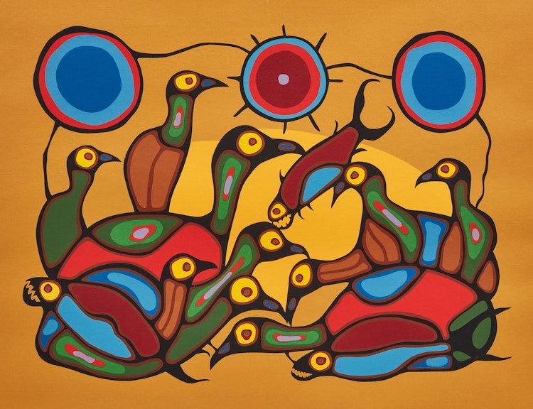 Artwork by Norval Morrisseau,  The Gathering