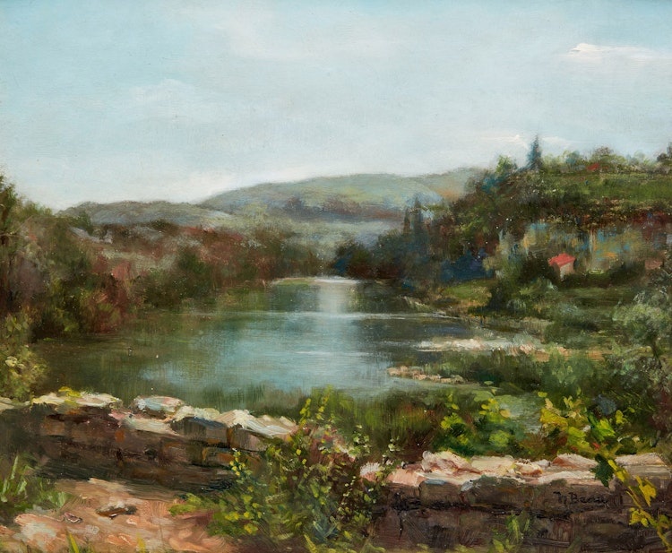 Artwork by Henri Beau, Paysage d’été, Lac d’Europe