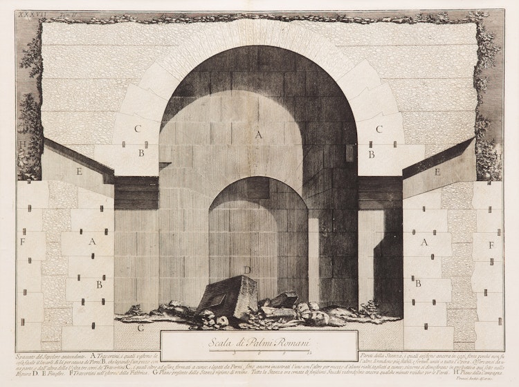Artwork by Giovanni Battista Piranesi , Scala di Palmi Romani; Parere su l’architettura; Della Magnificenza ed Architettura de’ Romana