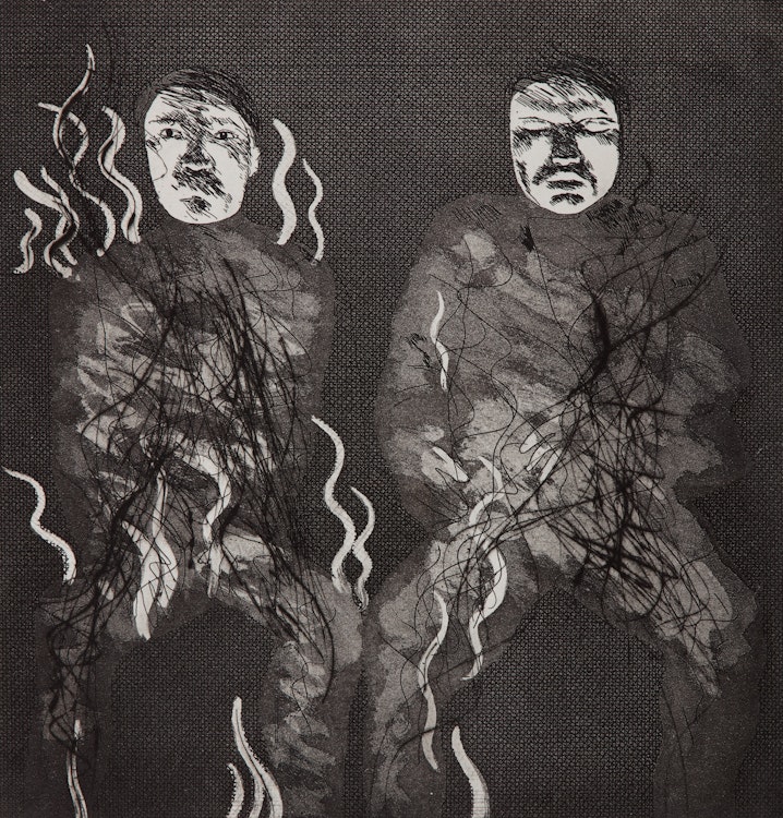 Artwork by David Hockney, Corpses on Fire