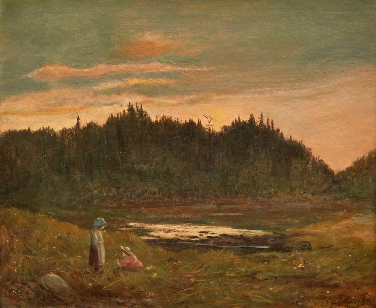 Artwork by William Malcolm Cutts, Children Picking Berries