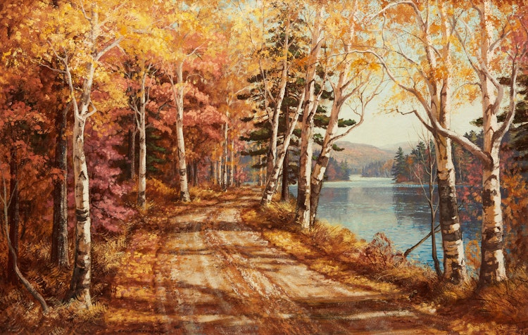 Artwork by George Fletcher, Lakeside Road, Cooper Lake, Muskoka