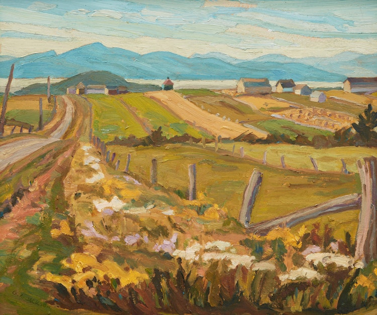 Artwork by Geneva Adair Jackson,  August Day - On the Road to St. Anne de la Pocatiere - Below St. Onésime, 1976