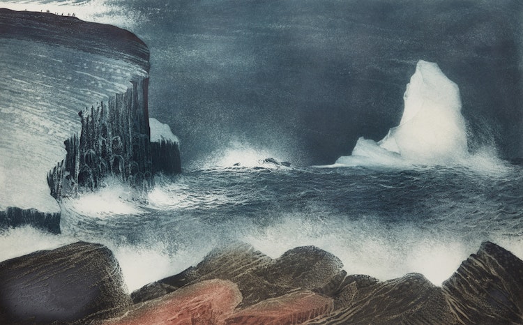 Artwork by David Lloyd Blackwood,  April Iceberg off Bragg’s Island