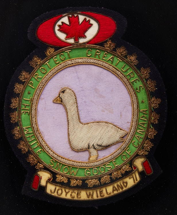 Artwork by Joyce Wieland, White Snow Goose of Canada Crest