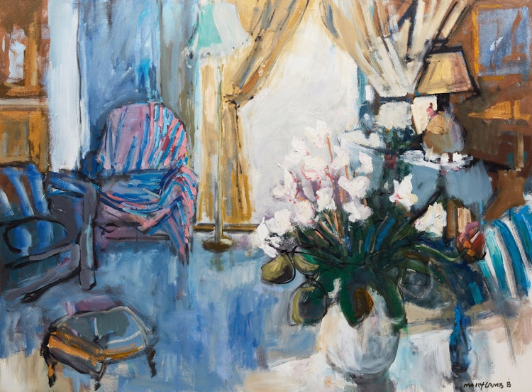 Artwork by Molly Lamb Bobak, Blue Interior