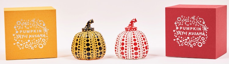 Artwork by Yayoi Kusama,  Pumpkin (Red & Yellow)