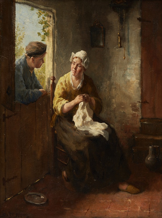 Artwork by Bernard de Hoog,  Conversation by the Kitchen Door