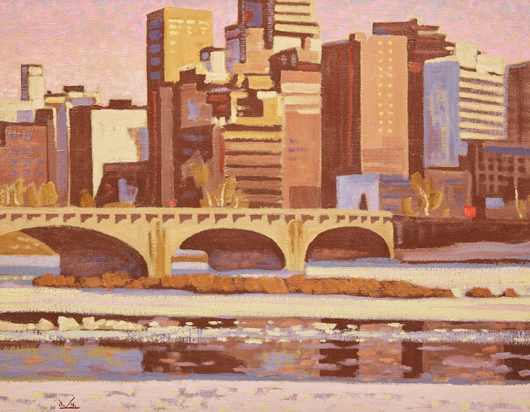 Artwork by Illingworth Holey Kerr, Evening Light, Spring, Tenth St. Bridge, Calgary