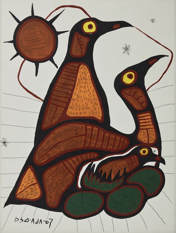 Artwork by Norval Morrisseau,  Loon Family