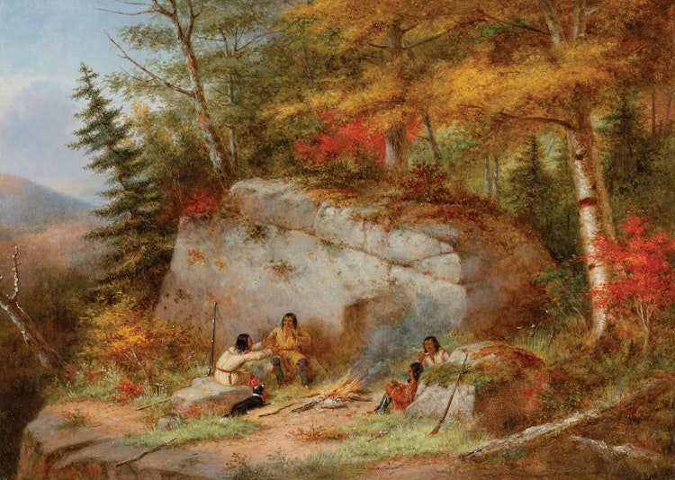 Artwork by Cornelius Krieghoff,  The Mid-day Halt, circa 1860