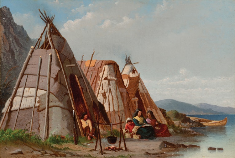 Artwork by William Raphael,  Encampment by the River, 1871