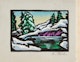 Thumbnail of Artwork by Muriel Stark, Cabin Among the Trees; Village in Winter; River in Winter