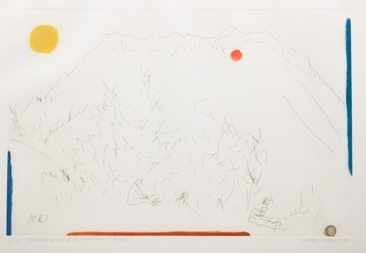 Artwork by Andrew Hudson, Student Drawing: The Mountains of Banff
