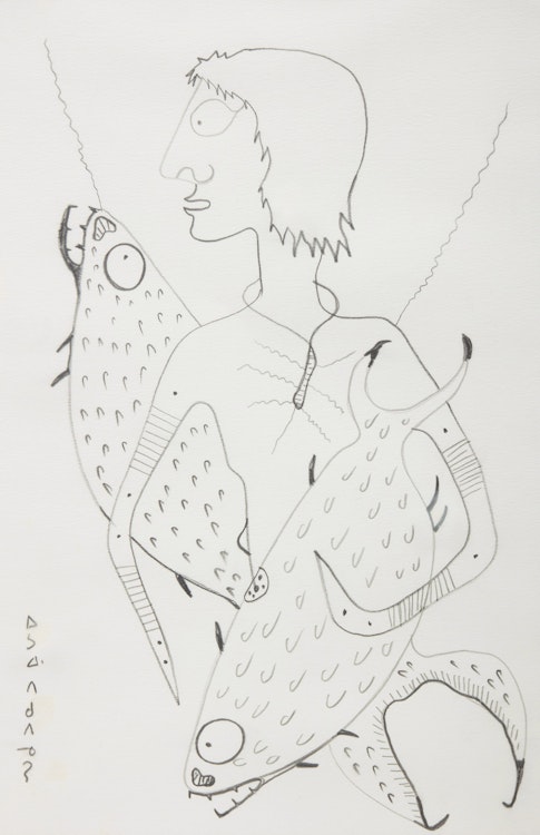 Artwork by Norval Morrisseau, Untitled (Man with Fish)
