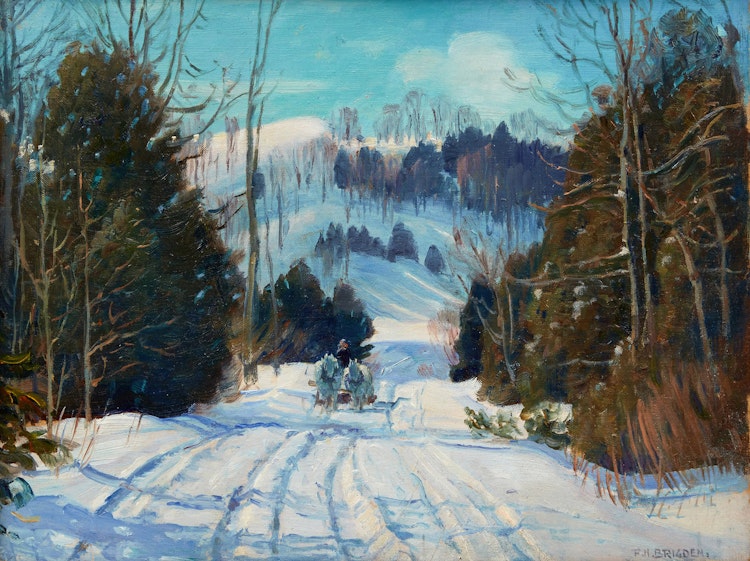 Artwork by Frederick Henry Brigden, Back Road in Winter