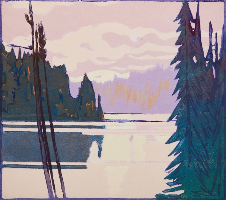 Artwork by Mary Evelyn Wrinch, Breaking Clouds; The Jagged Cliffs of Scarboro; Village by the St. Lawrence
