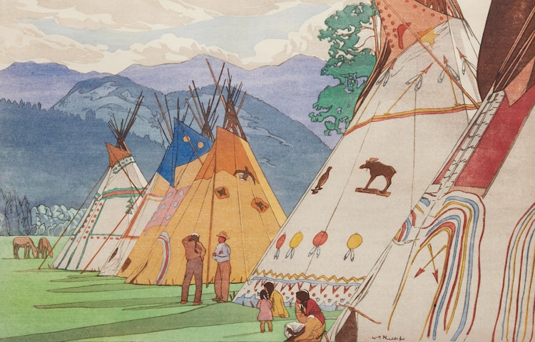 Artwork by Walter Joseph Phillips,  Indian Days - Banff