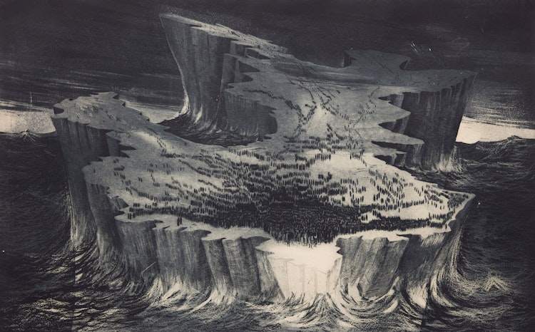 Artwork by David Lloyd Blackwood, Great Lost Party Adrift