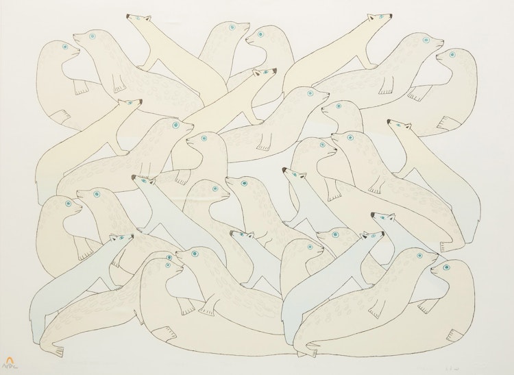Artwork by Kakulu Saggiatok, The Animals Come Together