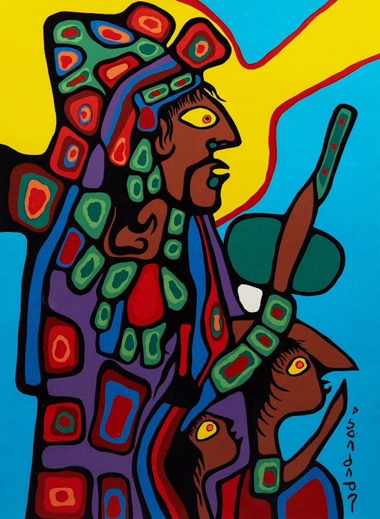 Artwork by Norval Morrisseau, Father and Child