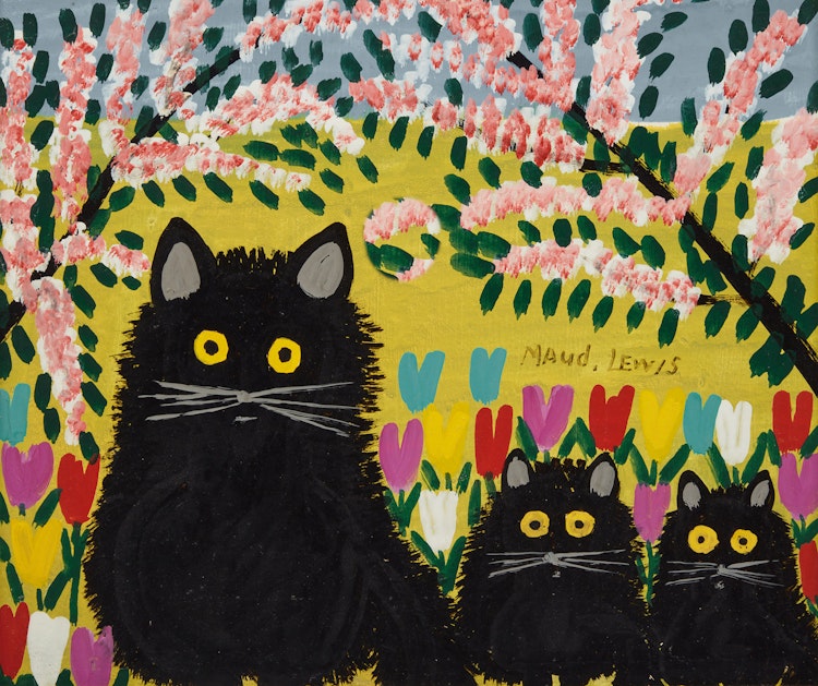 Artwork by Maud Lewis, Three Black Cats
